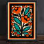 Art mural rétro noir avec motif floral - décorations bohème Mid-Century-511198727