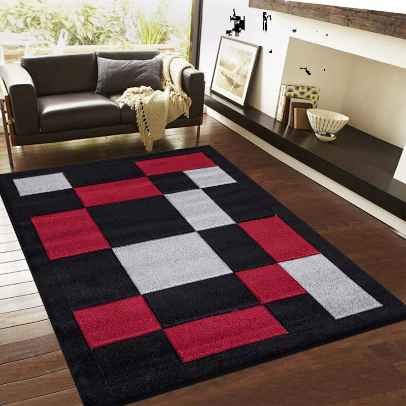 Area Rug, Black/Red, Rectangle 200 cm x 290 cm