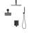 Shower Faucet Set, 10 Inch Ceiling Mount Rainfall Shower System with 6 Inch Wall Mount Head and 2 in 1 Handheld Spray, Rotatable 3-Function Dual Rain Head Brass Valve and Trim Kit, Matte Black-124573581