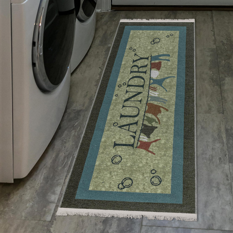 Ottomanson Non Shedding Washable Wrinkle-Free Cotton Flatweave Text 2x5 Laundry Room Runner Rug, 2' x 5', Brown