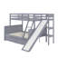 Lit simple superposé au dessus d'un lit double avec 2 tiroirs, glissière, tablettes, échelle-1985240942