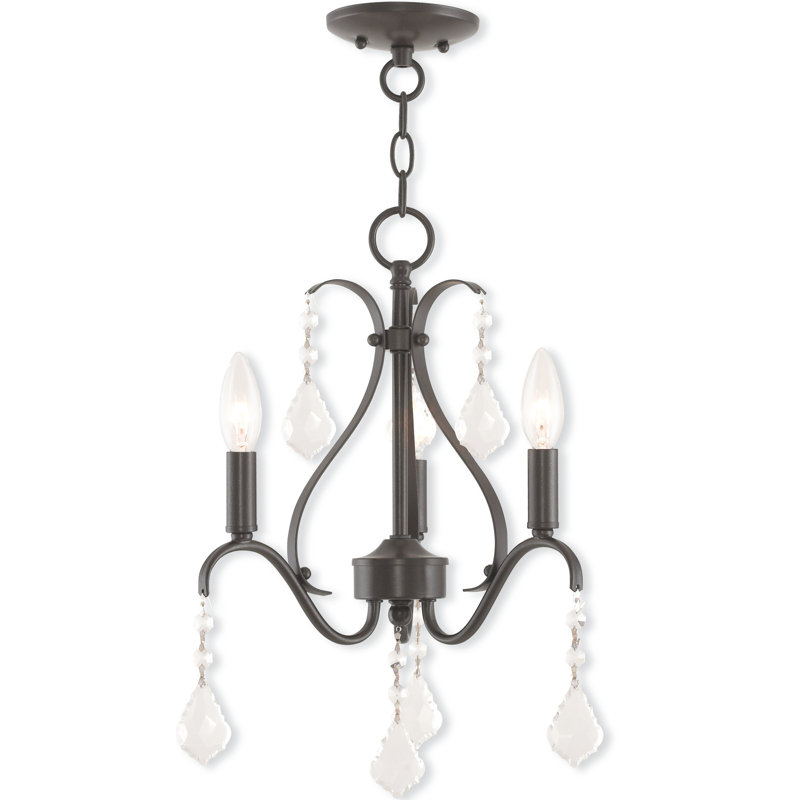 Lustre classique à 3 lumières de style bougie avec détails en cristal Maines