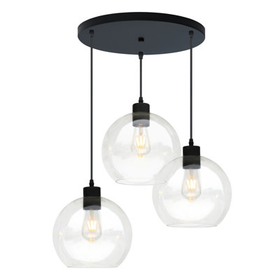 Luminaire suspendu rond 3 lumières noir mat