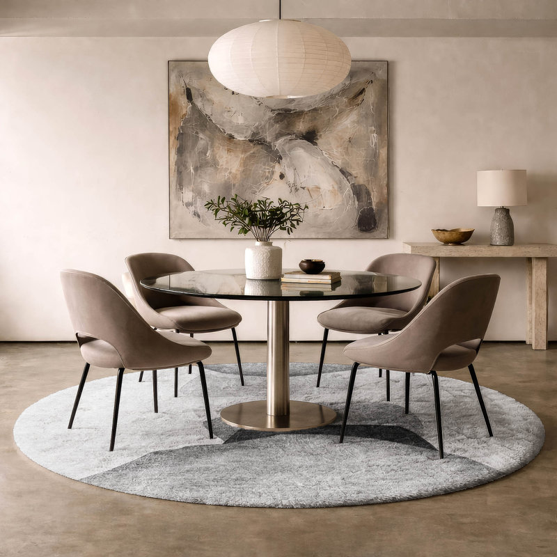 Premium Machine Washable Dream Shag ADS547 Abstract Rug, Gray, 8' Round