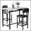 Ensemble de table de salle à manger 3 pièces à hauteur de bar avec 2 chaises rembourrées pour les petits espaces et les appartements modernes, pour le petit déjeuner et le pub-2001371415