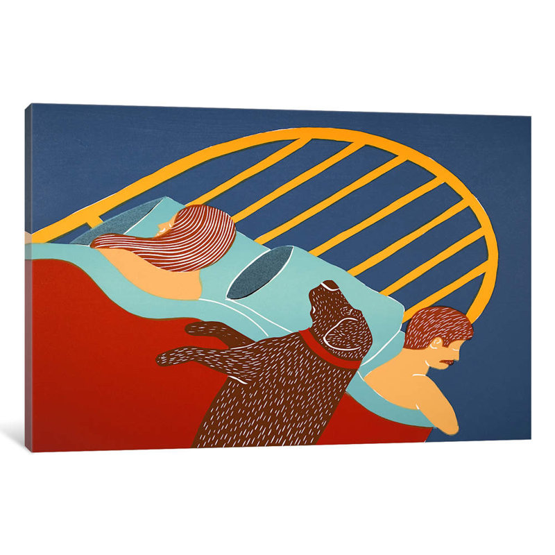 Hogging The Bed Choc by Stephen Huneck - Wrapped Canvas Painting, 66.04 cm H x 45.72 cm W x 1.91 cm D