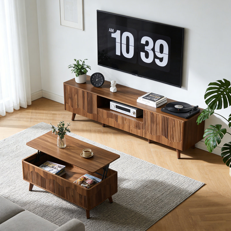 Meuble télé 62 po avec rangement, Brun