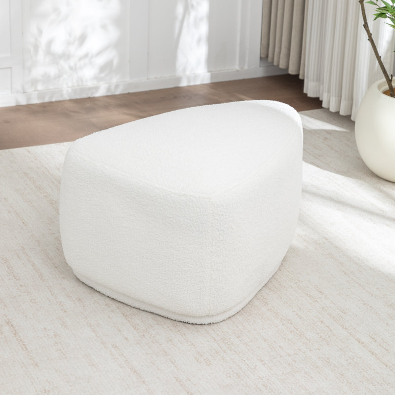 Sam Faux Fur Upholstered Ottoman, White