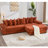 110.75" Modular L Shaped Sofa, Corduroy Fabric Sectional Couch,With A Movable Footstool, Cup Holders,Bring 8 Throw Pillows,Side Pocket,Unfold Into A Bed-959593968
