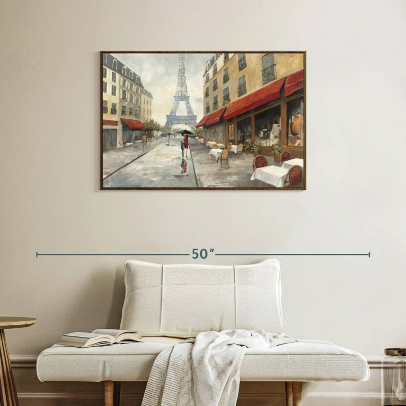 Le matin à Paris, 37 po x 25 po, Cadre flottant en noyer
