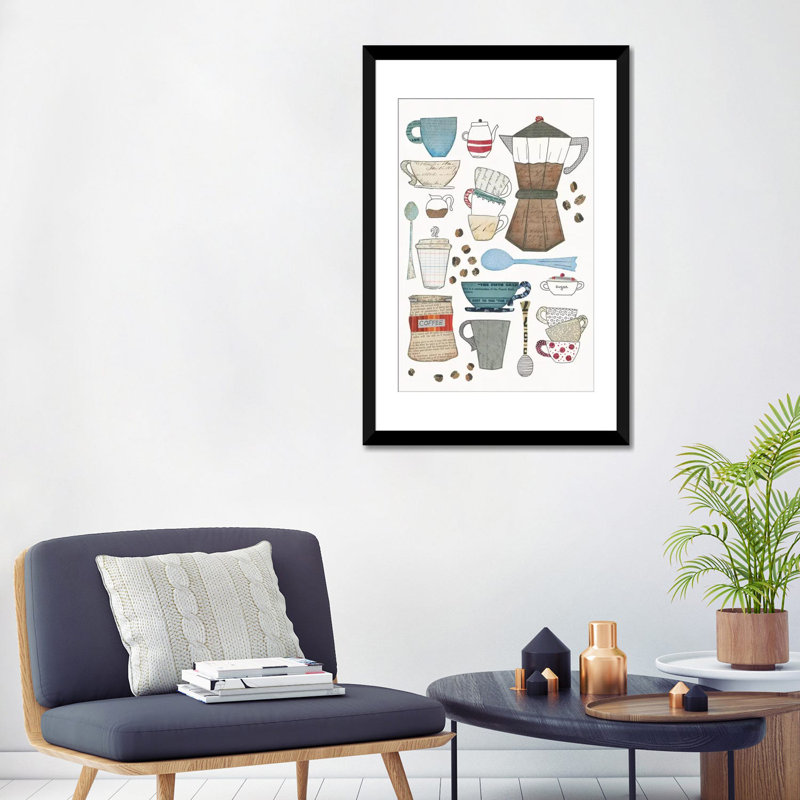 «Coffee Chart I», impression sur toile, H 24 po x l 16 po x P 1 po, Papier avec cadre noir, Blanc