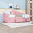 Twin Velvet Upholstered Daybed with Pop-Up Twin Trundle, Charging Station and Storage Pockets-1481705165