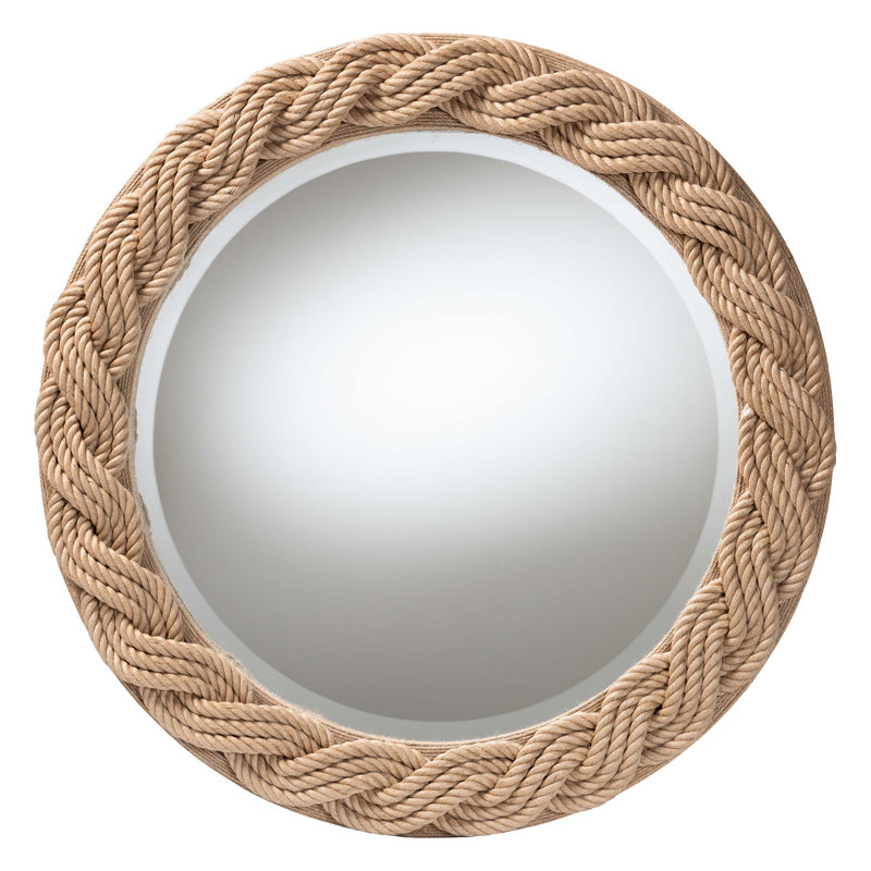 Bali & Pari Romana Braided Rope Mirror – Coastal Mirror With Woven Jute Accents For Farmhouse, Boho Wall Decor, Beach House