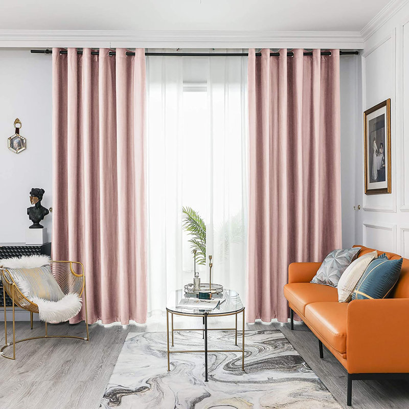 Room Darkening Curtain Pair, 52" W x 63" L, Pink