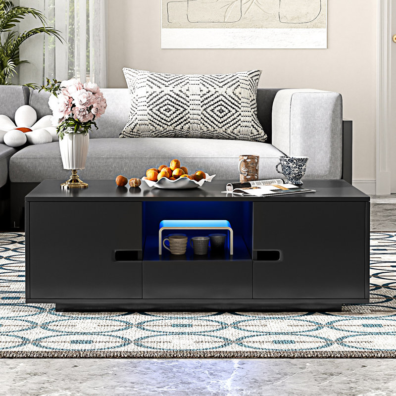 Table basse rectangulaire avec centre de rangement, Noir