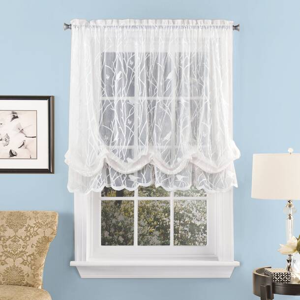 August Grove® Stenson Scalloped Cafe Curtain & Reviews | Wayfair