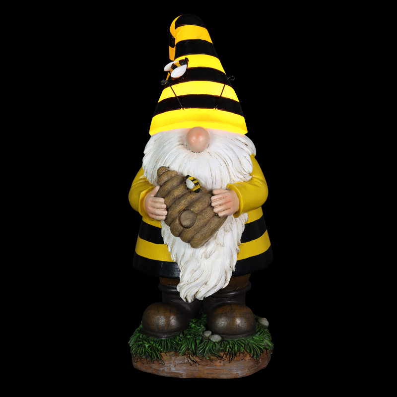 Gnome de jardin solaire avec ruche Exhart