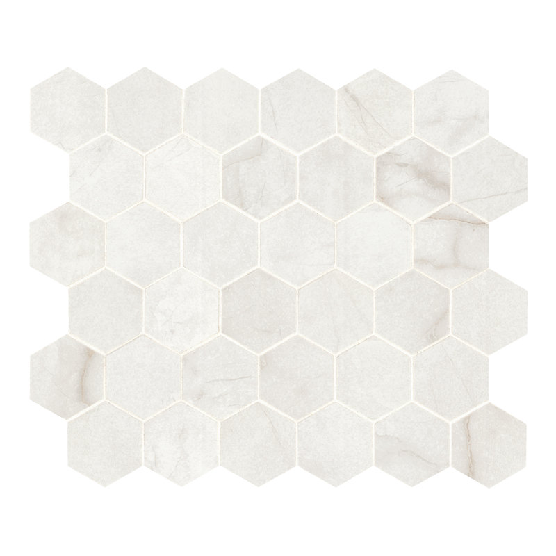 Beldale Hexagon 12 in. x 12 in. Polished Porcelain Mosaic Floor and Wall Tile, Carmara