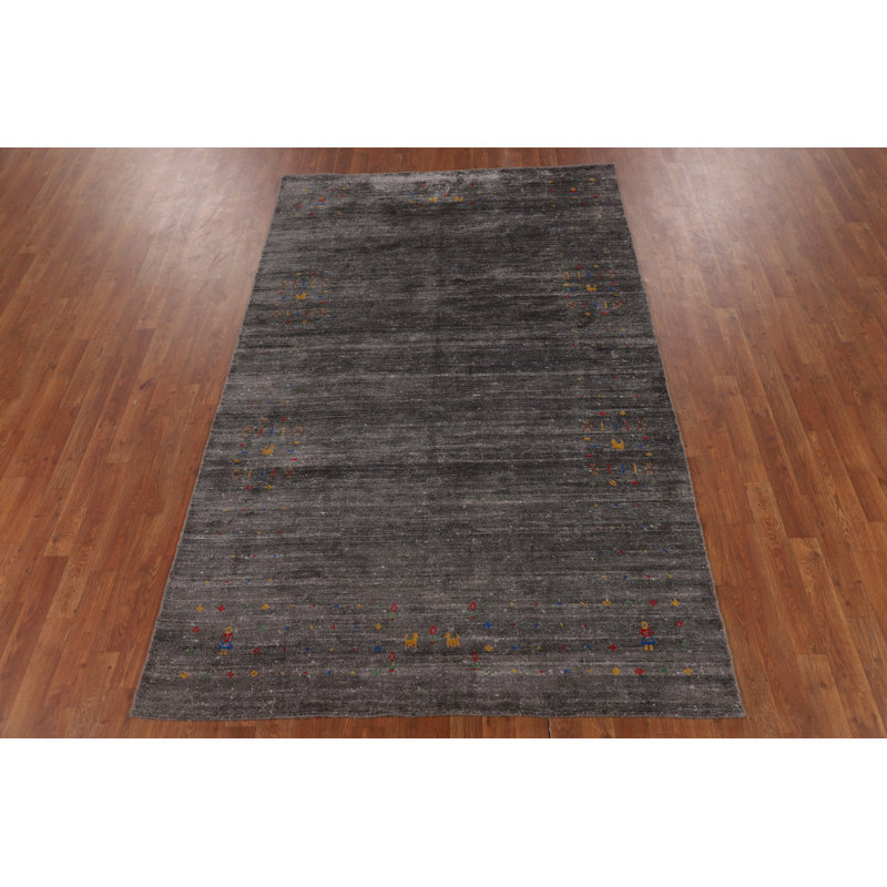 Tapis indien fait à la main gris Gabbeh 5 x 8