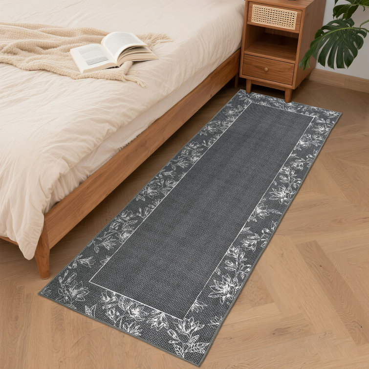 Bordered Machine Washable Rug for Living Room Soft Ultra Thin Accent Carpet Non-Slip Stain Resistant Aesthetics Carpet for Bedroom Home Office Decor