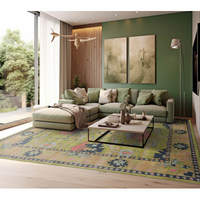 Tapis rectangulaire intérieur / extérieur en laine 8 pi x 10 pi Janique