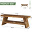 Banc de hall d'entrée rectangulaire, à 2 niveaux, en bois massif, brun rustique, rangement ouvert pour les chaussures et les articles, couloir, lit ou comme tabouret de lecture, assemblage rapide, lit de rangée de 14,01 po de couleur brune,