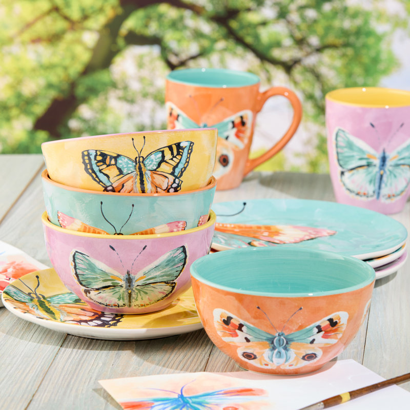 Ensemble de 4 bols à crème glacée 5,25 po x 3 po Butterflies