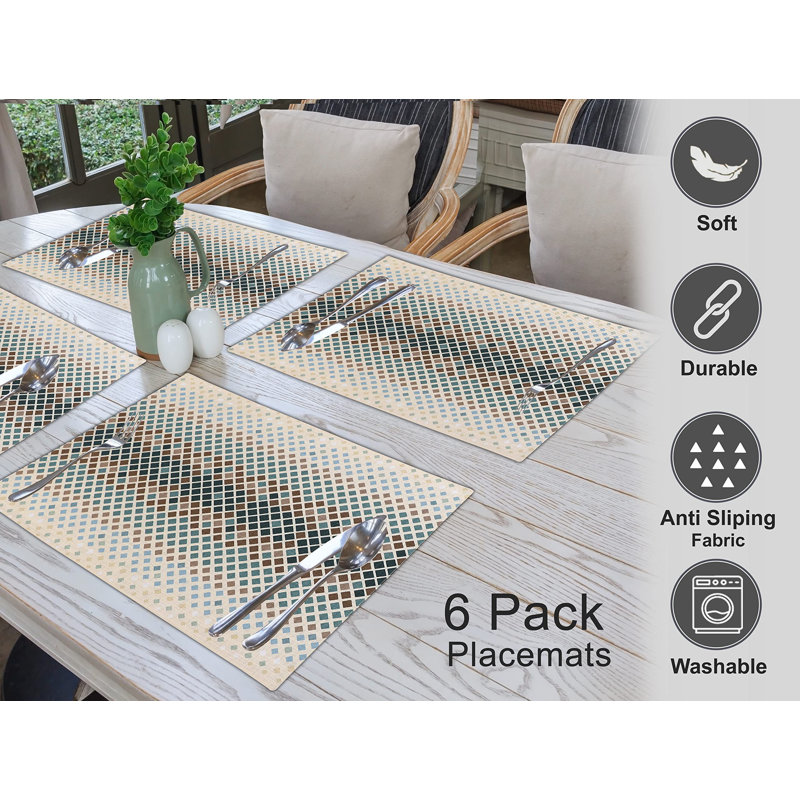 Faded Multicolor Cotton Rectangular Placemats Set of 6