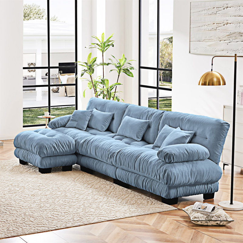 Modular Sectional Sofa Couch With Convertible Ottoman