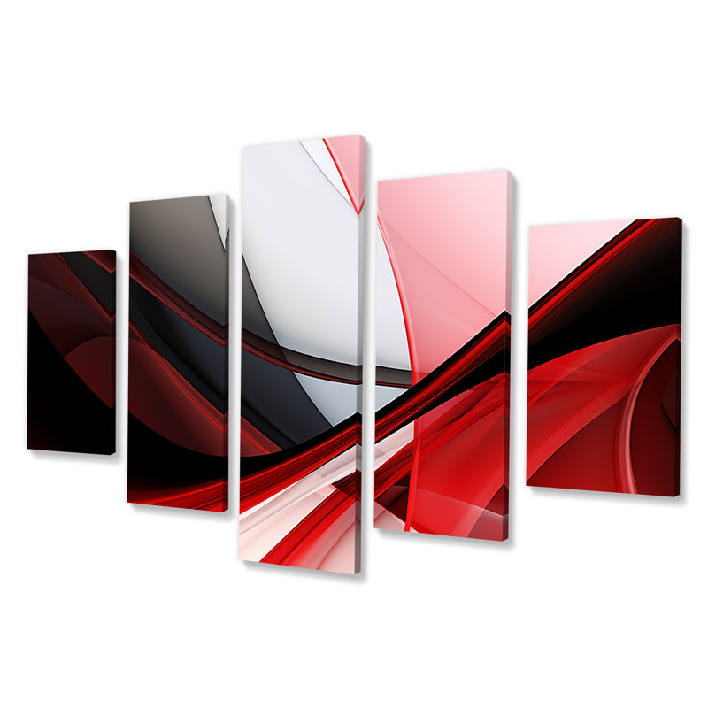 Ensemble d'art mural abstrait 5 vagues, H 32 po x l 60 po