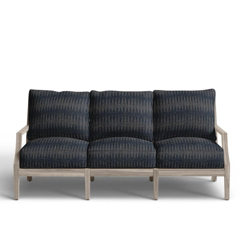 Haley Teak Patio Sofa with Cushions, Natural White, Oyster Teak, No welt + Standard fill