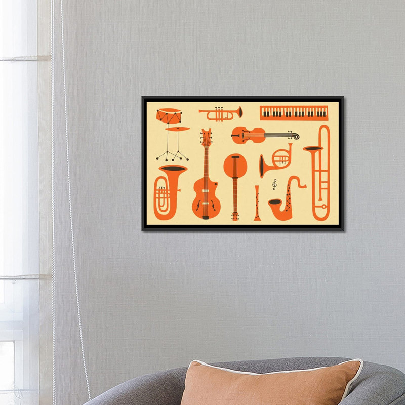 «Just Jazz I», impression sur toile, H 18 po x l 26 po x P 1,5 po, Toile avec cadre noir, Pas de tapis