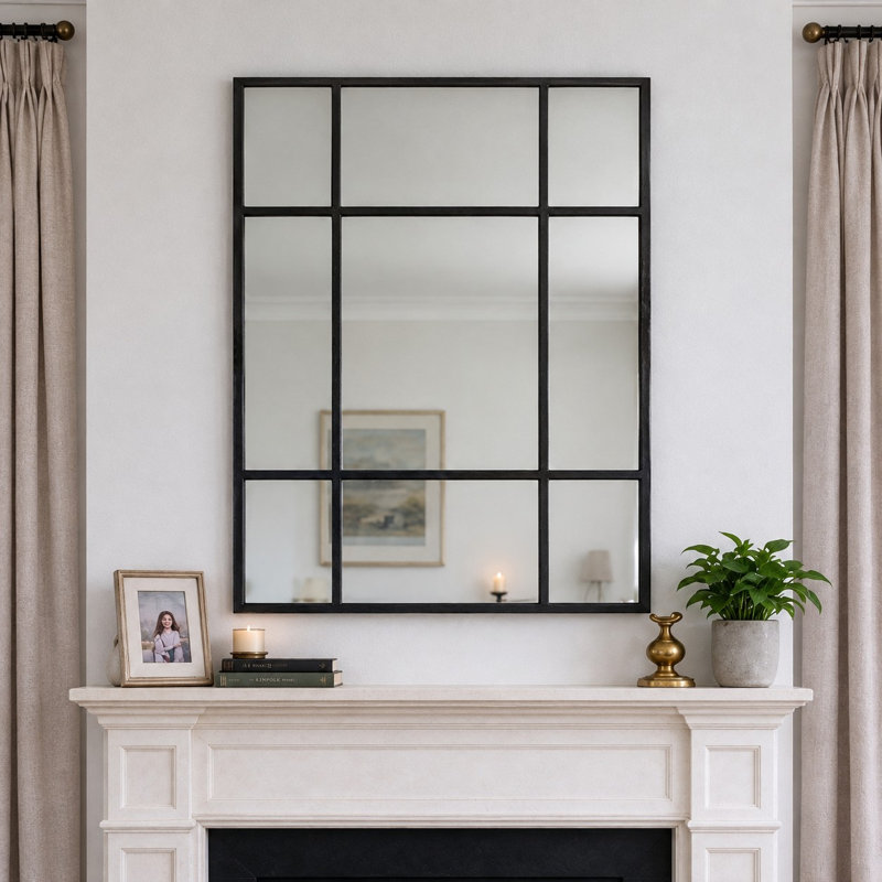 Flat Wall Mirror, 100cm x 75cm, Black
