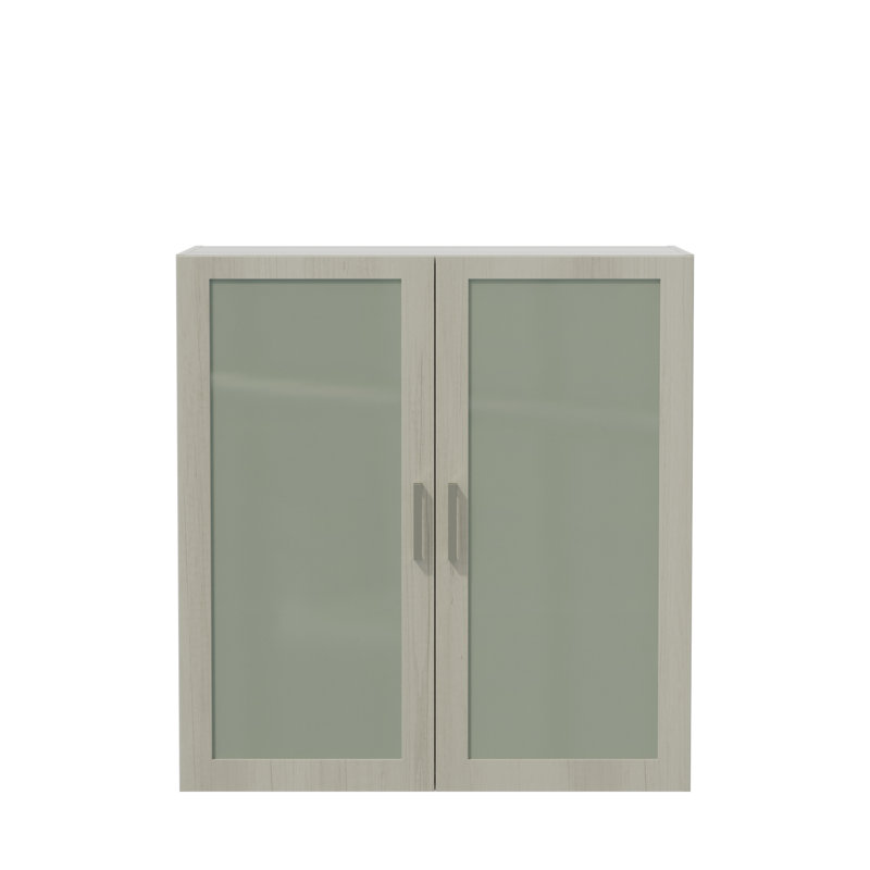 Armoire avec porte vitrée Mirella, Bois de frêne blanc