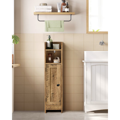 Small Storage Cabinet With Door And Adjustable Shelves, Narrow Corner Cabinet, For Living Room, Bathroom