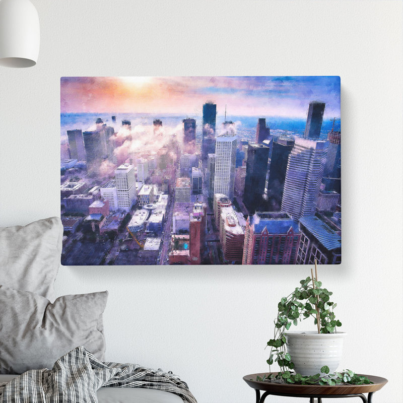 Houston Texas Skyline - Wrapped Canvas Painting, 50cm H x 76cm W x 3cm D