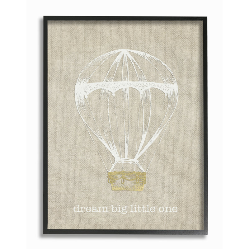 «Dream Big Little One Hot Air Balloon», impression, H 14 po x l 11 po, Giclée encadrée noir minuit