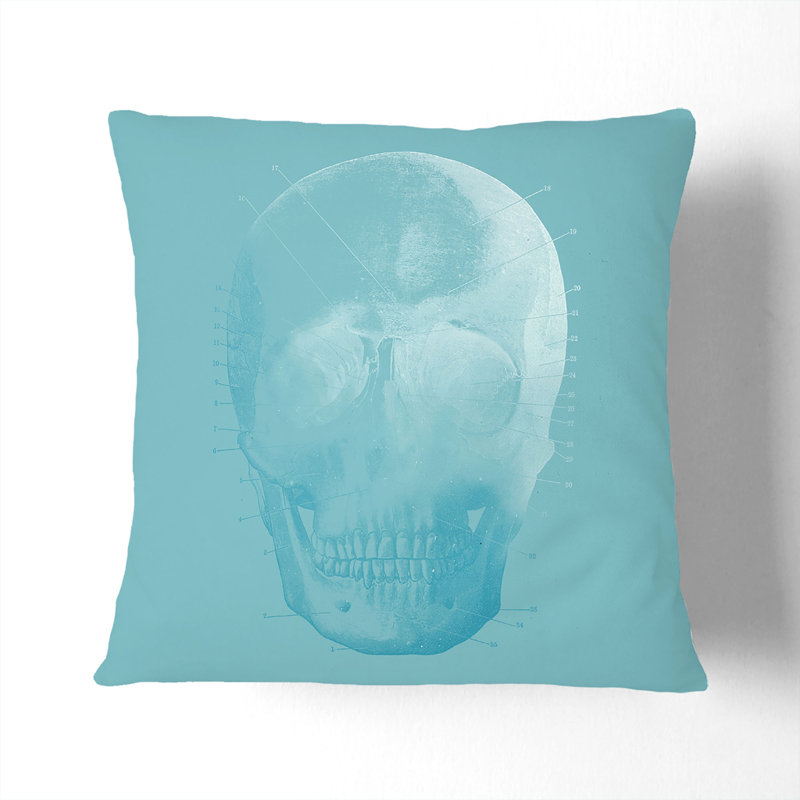 Blue Twilight Skull Square Throw Cushion, 55cm H x 55cm W x 20cm D