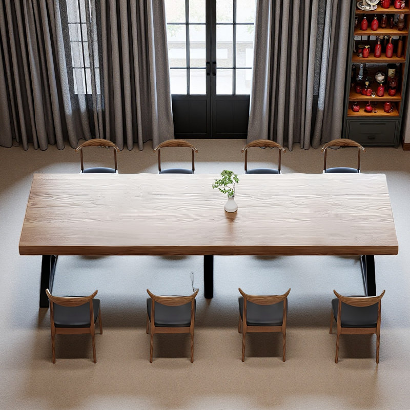 Banquet-style solid wood rectangular dining table, 29.53"H x 118.11"L x 47.24"W