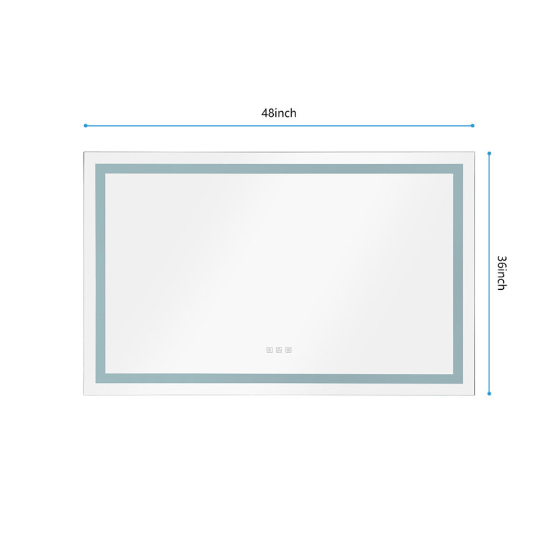 Miroir de salle de bain sans cadre, 36 po x 48 po, Bleu