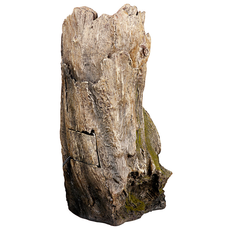 Natural Tree Trunk Resin Cascading Creek Garden Fountain with LED Light