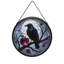 Corbeau de style vitrail perché sur une branche avec vitrail Suncatcher pour décor de fenêtre-1205048642
