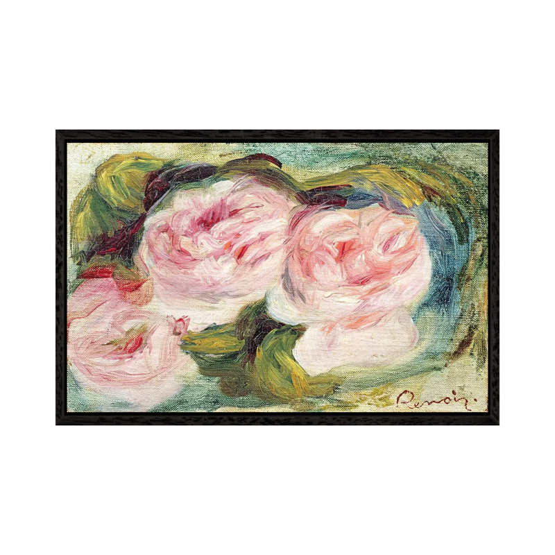 The Three Roses by Pierre-Auguste Renoir - Painting on Canvas, 45.72cm H x 66.04cm W x 3.81cm D, Black Framed