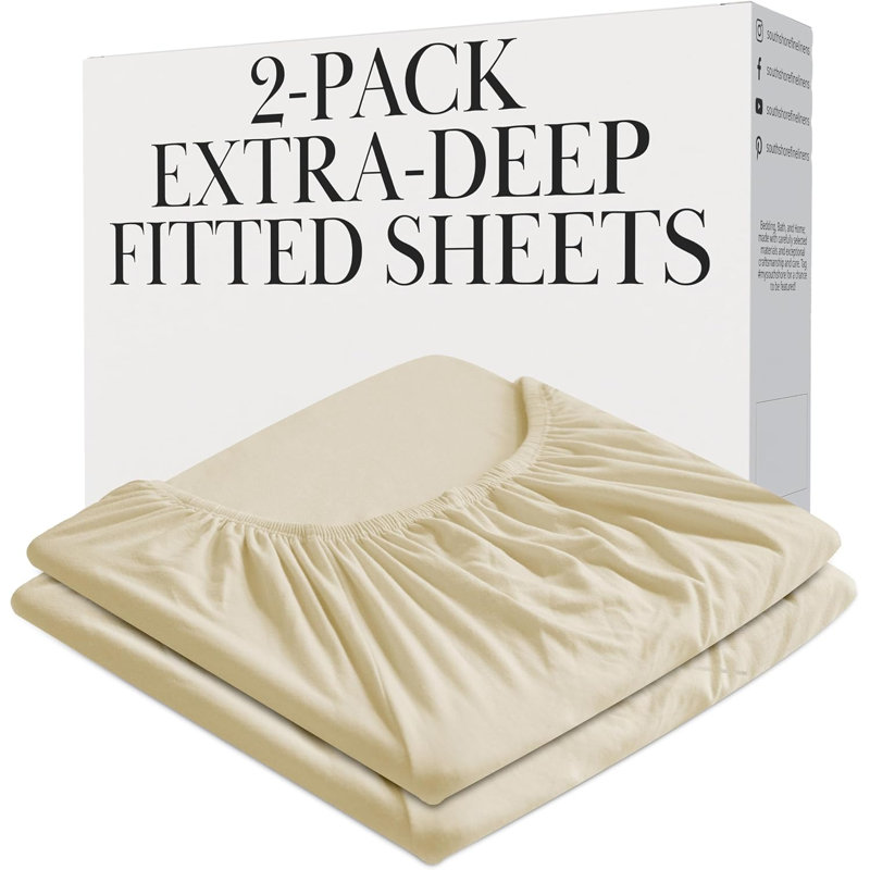 Southshore Fine Linens Vilano Springs Fitted Sheet Set, Double Brushed Microfiber Bedding, 21-Inch Extra Deep Pocket, Includes 2 Matching Fitted Sheets, Soft, Breathable and Machine Washable