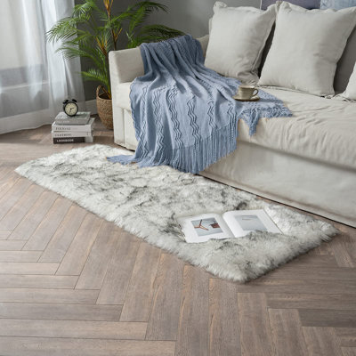 Housse de chaise en velours synthétique blanc / gris Kove