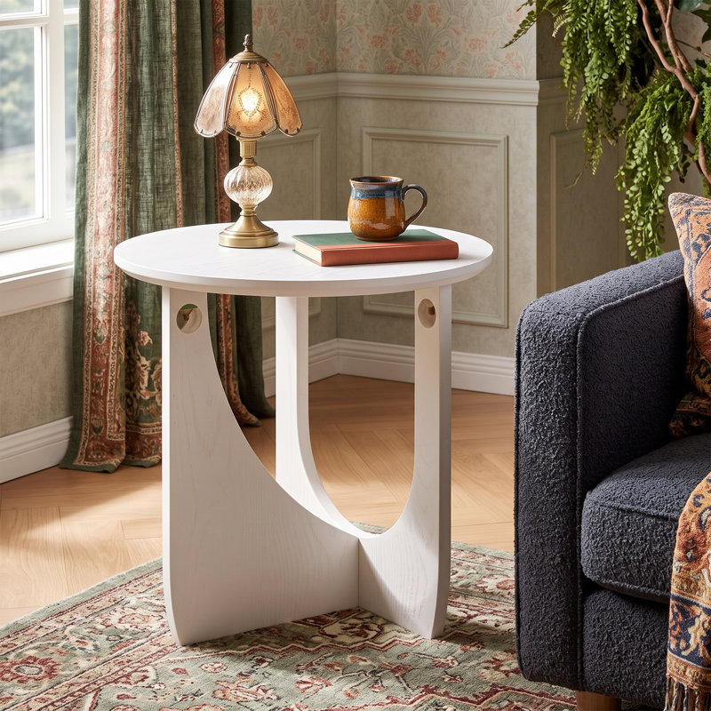 Solid Wood Top End Table, Black