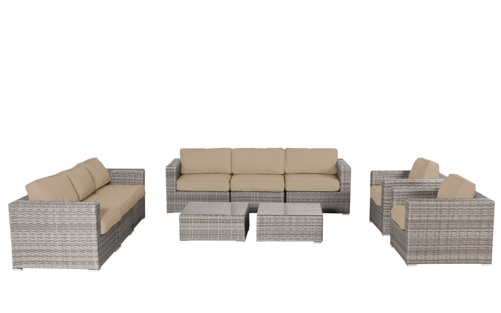 Franke 8-Person Patio Seating Group, Heather Beige Sunbrella®, Gray