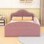 Lit de sol rembourré avec tête de lit, longerons et poche de rangement-1199059488-1199059489