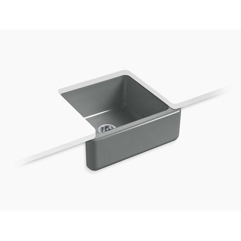 Whitehaven Self-Trimming 23.5"L x 21.5625"W Farmhouse Kitchen Sink, Basalt