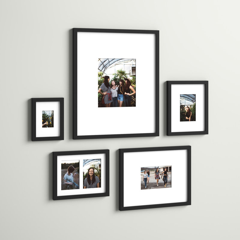 Kinde Matte Picture Frame - Set of 5 with Mat, Black